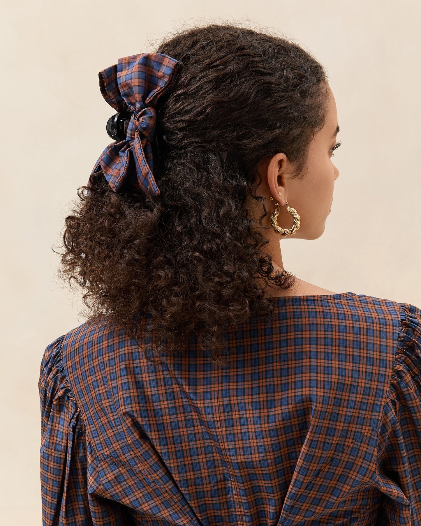 Anika Navy/Rust Bow Claw Clip