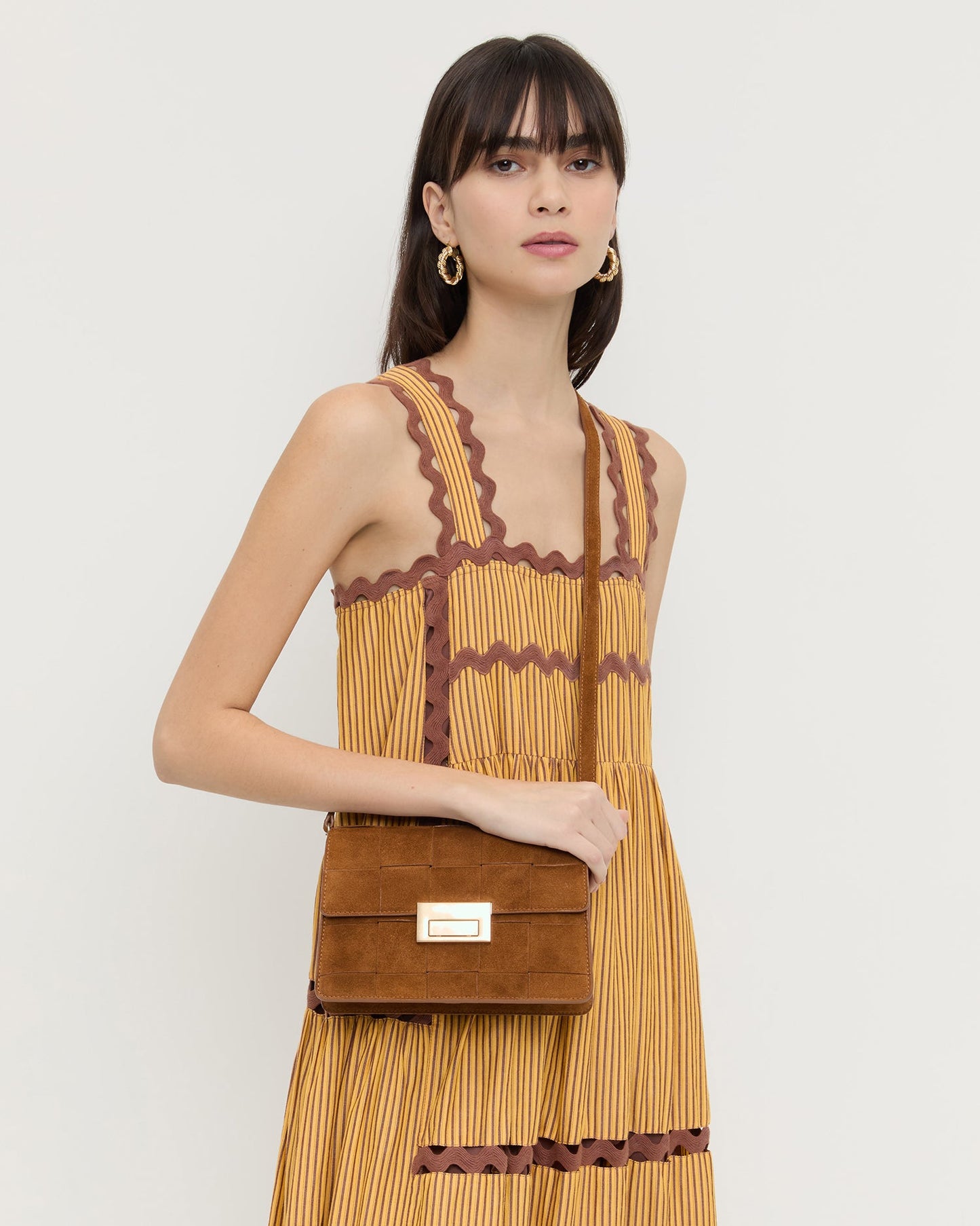 Delphine Cacao Suede Shoulder Bag
