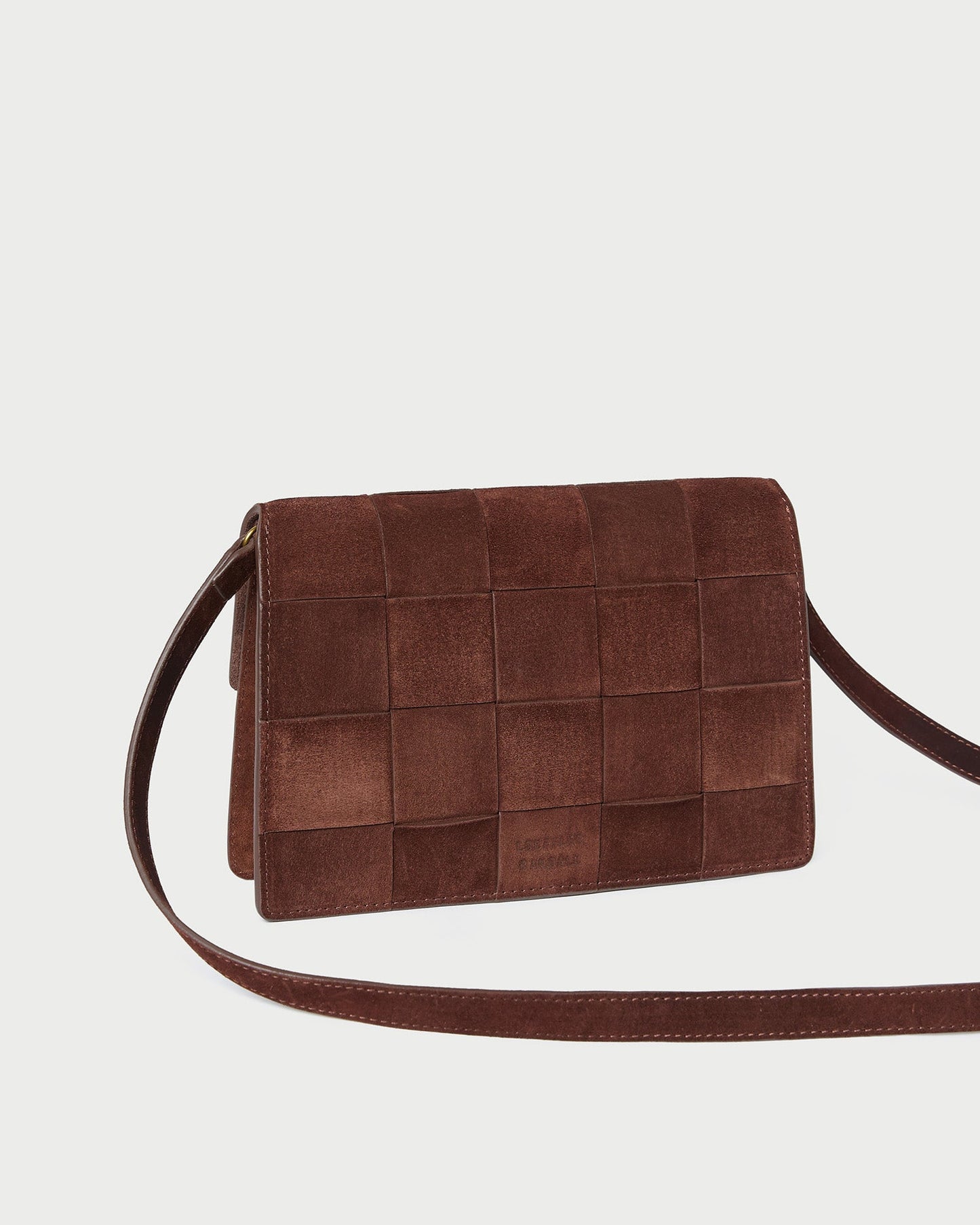 Delphine Espresso Woven Suede Shoulder Bag