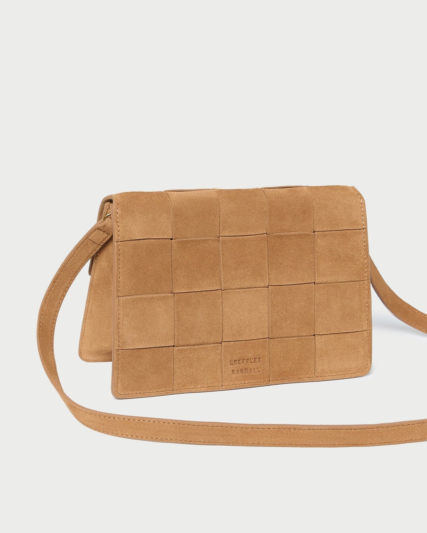 Delphine Toffee Woven Suede Shoulder Bag