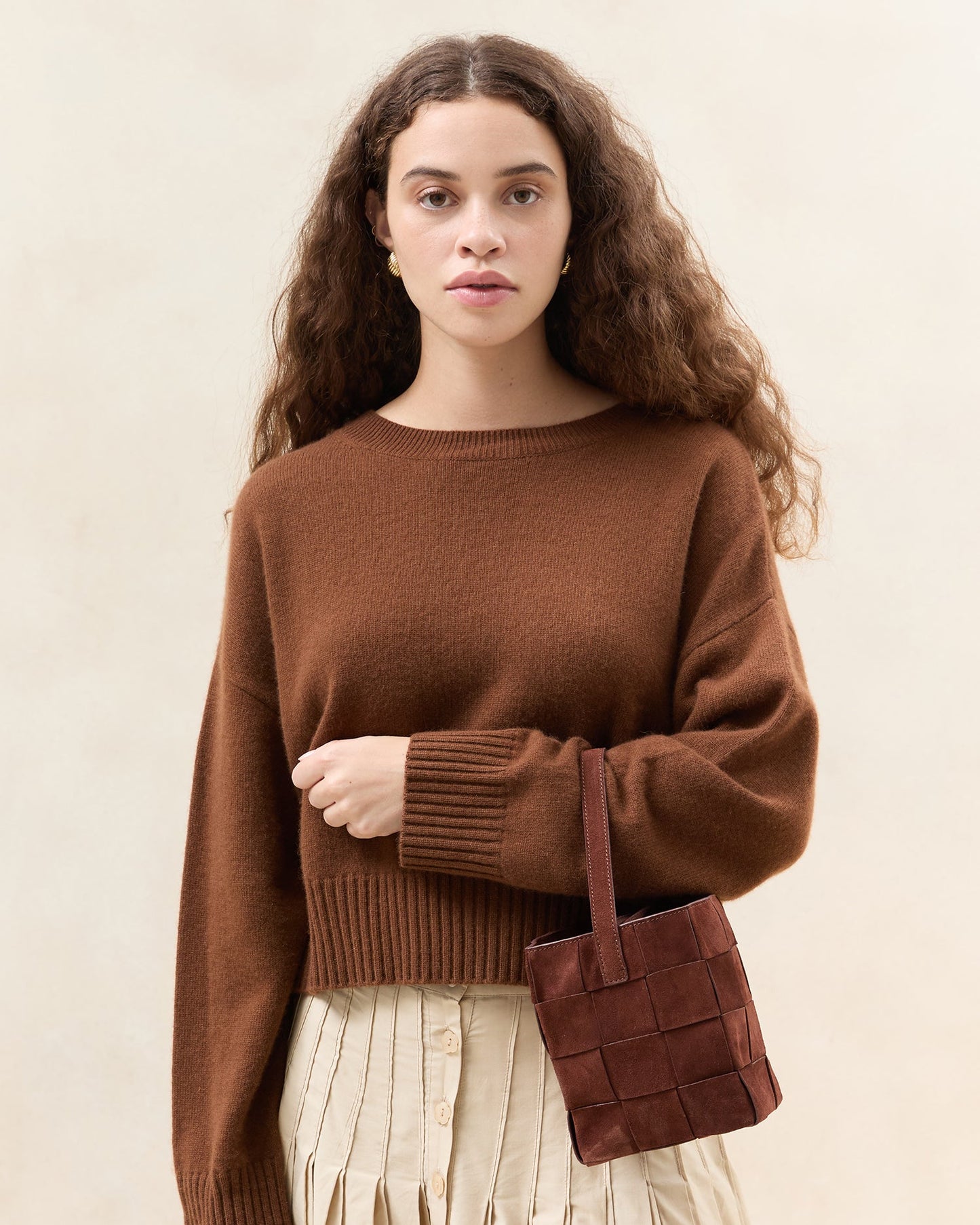 Laith Espresso Woven Bucket Bag
