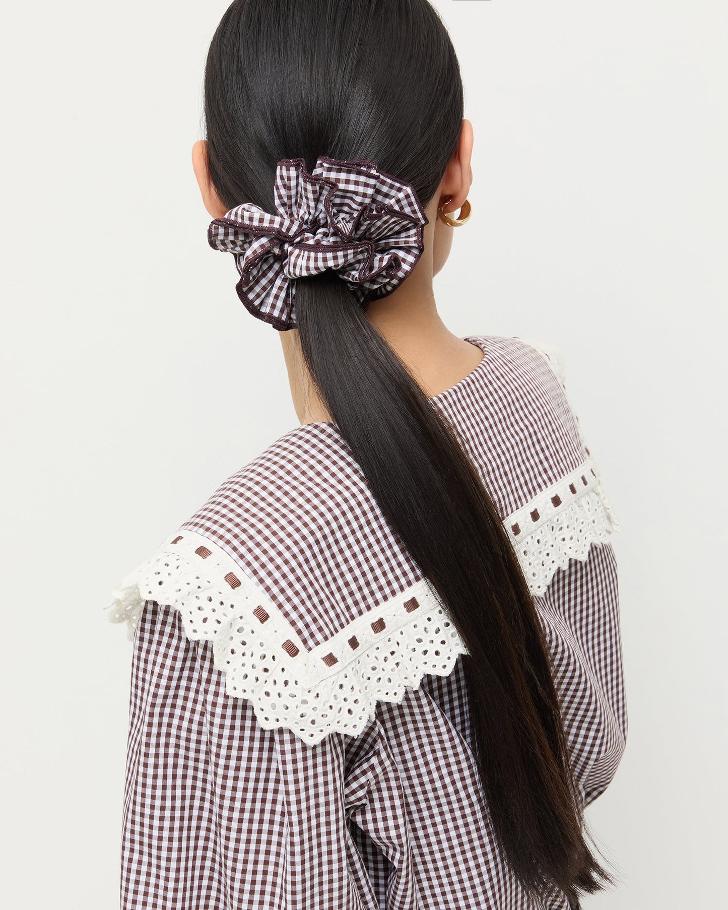 Felice Brown Gingham Layered Scrunchie