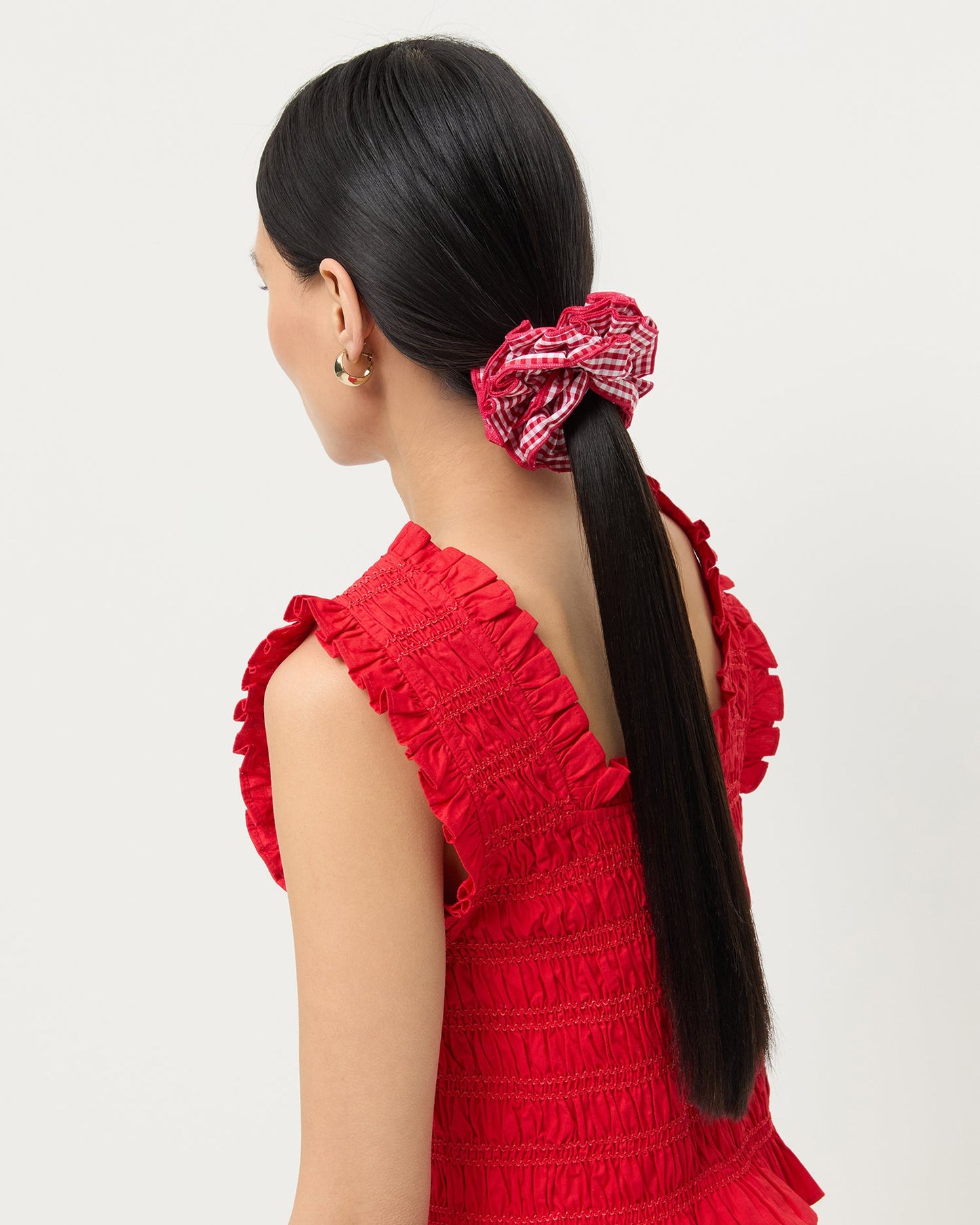 Felice Red Gingham Layered Scrunchie