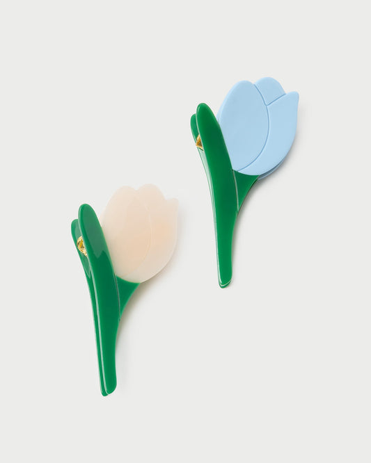 Juniper Blue/Cream Multi Tulip Clip Set
