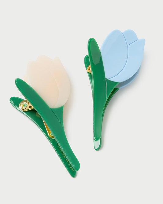 Juniper Blue/Cream Multi Tulip Clip Set