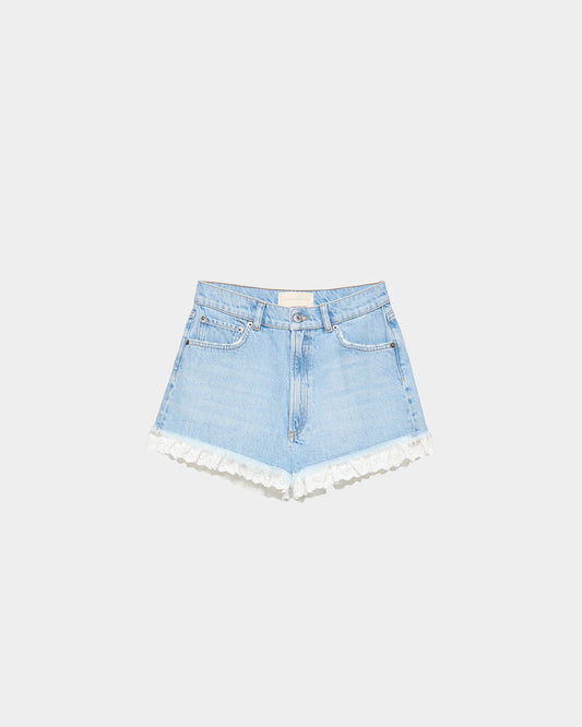 Kay Lace-Trimmed Denim Shorts