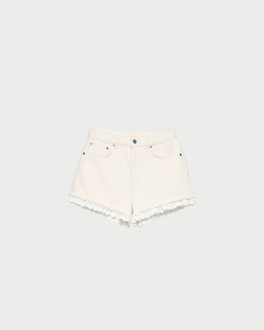 Kay Lace-Trimmed Denim Shorts