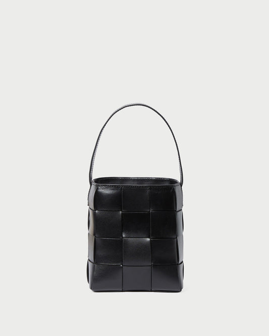 Laith Black Woven Bucket Bag
