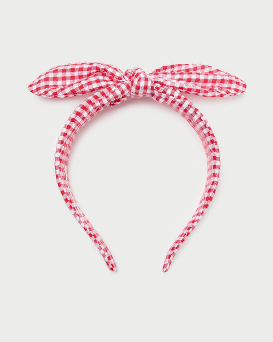 Meadow Red Gingham Knot Headband