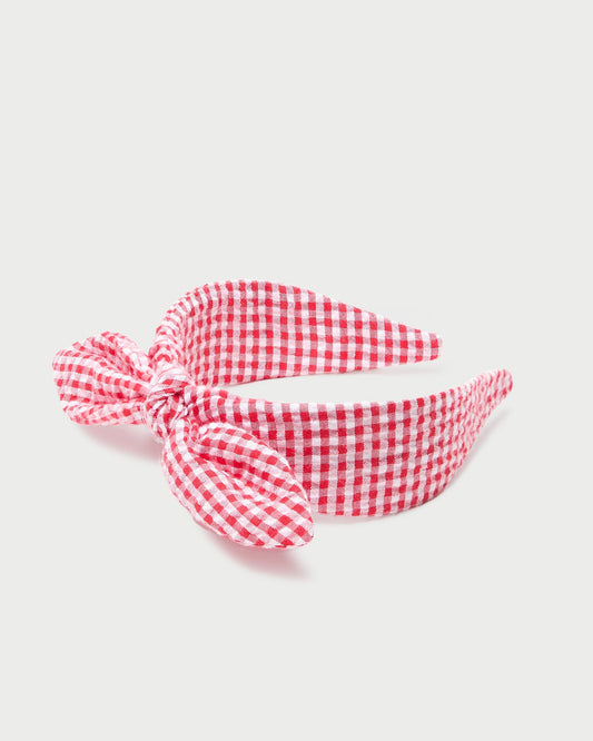Meadow Red Gingham Knot Headband