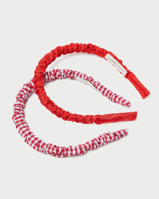 Sabine Red Gingham/Red Headband Set