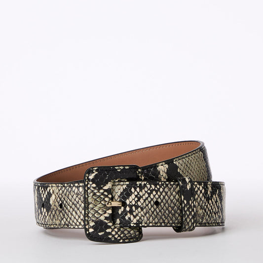 Wide Covered Leather Buckle Belt