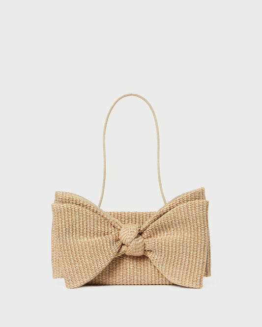 Valerie Natural Woven Bow Clutch