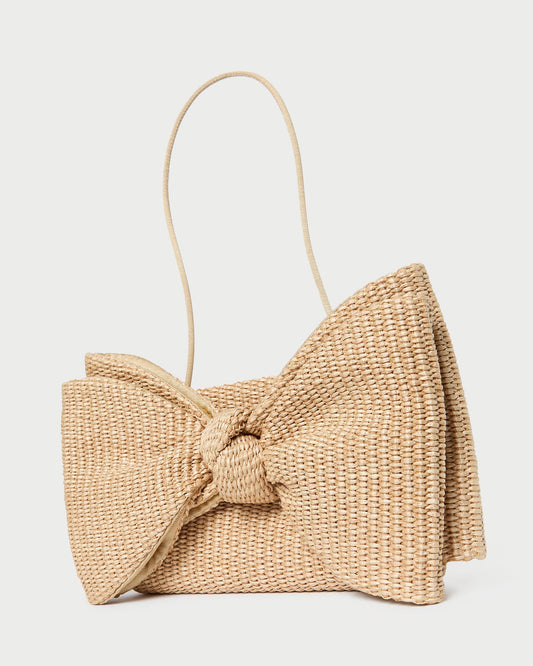 Valerie Natural Woven Bow Clutch