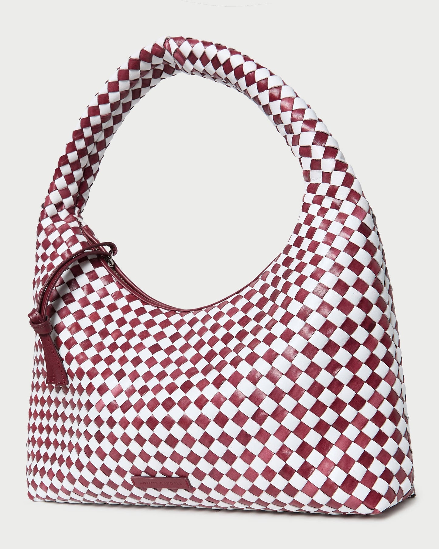 Willow Maroon/White Woven Hobo Bag