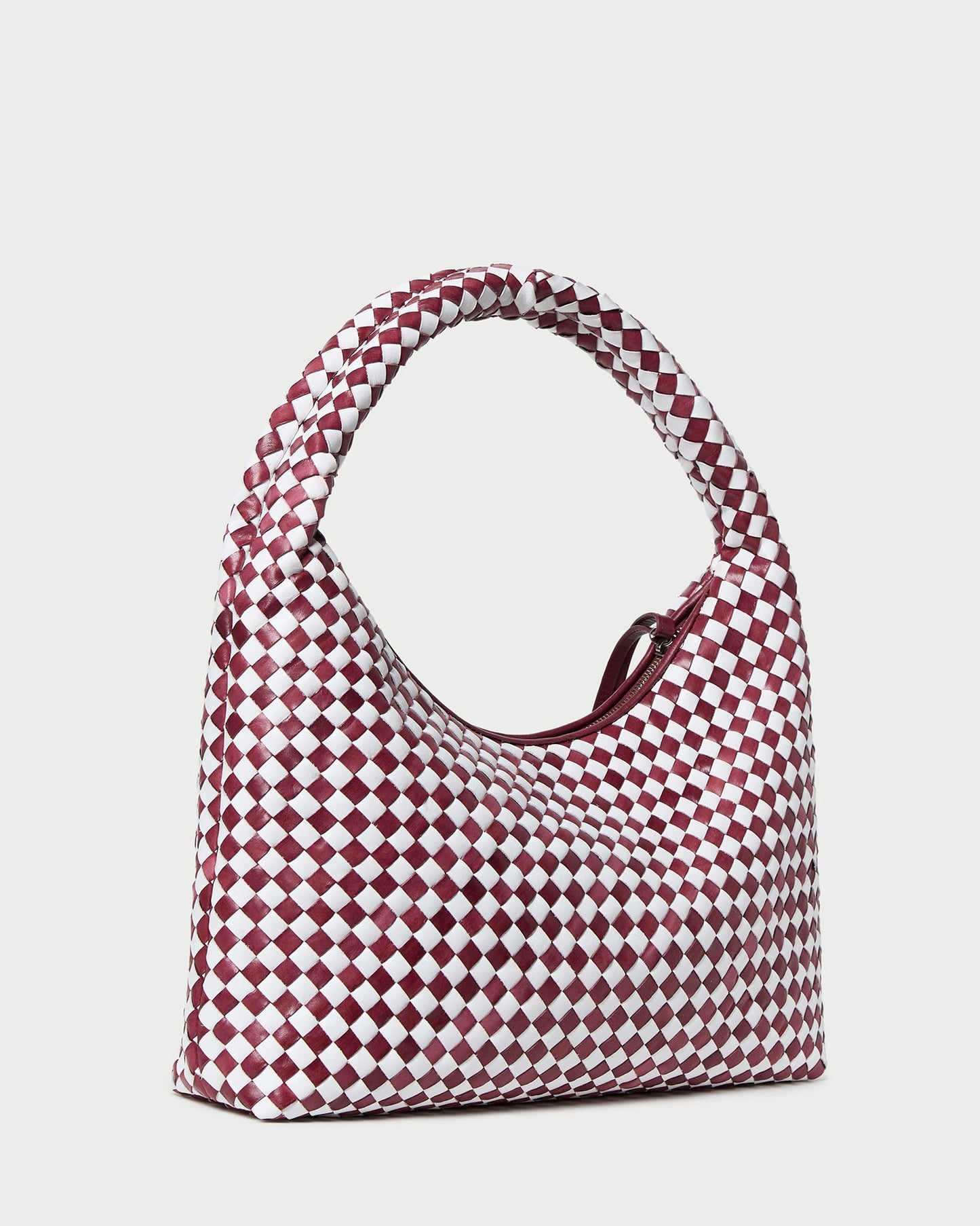 Willow Maroon/White Woven Hobo Bag